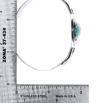 6.375" c1940's Fred Harvey Snakes and arrows sterling cuff bracelet w/turquoise - Estate Fresh Austin