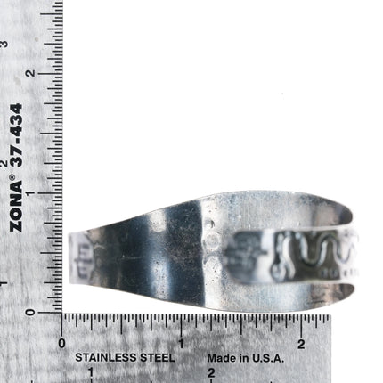 6.375" c1940's Fred Harvey Snakes and arrows sterling cuff bracelet w/turquoise - Estate Fresh Austin
