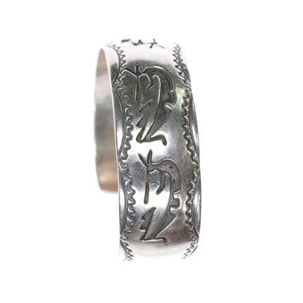 6.6" 60's-70's Navajo silver Kokopelli overlay sterling cuff bracelet - Estate Fresh Austin