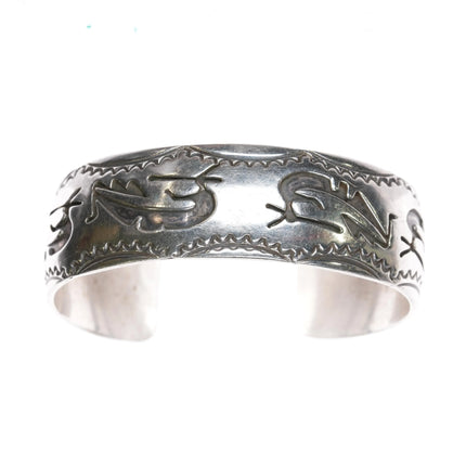 6.6" 60's-70's Navajo silver Kokopelli overlay sterling cuff bracelet - Estate Fresh Austin