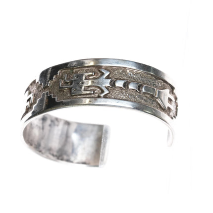 6.85" Tommy Jackson Navajo sterling silver Yei cast cuff bracelet - Estate Fresh Austin