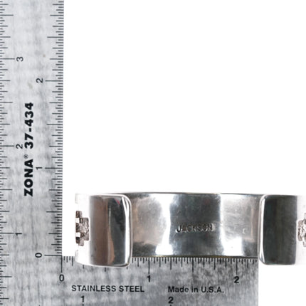 6.85" Tommy Jackson Navajo sterling silver Yei cast cuff bracelet - Estate Fresh Austin