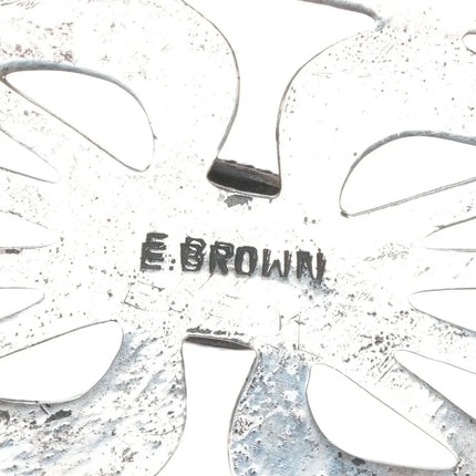 c1970's E Brown Navajo cast sterling silver turquoise belt buckle - Estate Fresh Austin