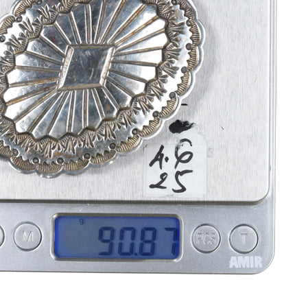 Wilbert Secatero Navajo sterling silver stamped belt buckle - Estate Fresh Austin