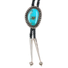c1980 Navajo sterling silver bolo tie with nice turquoise - Estate Fresh Austin