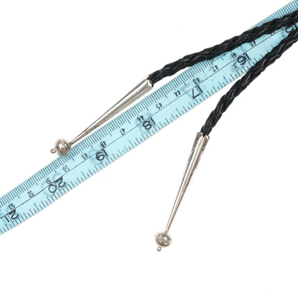 c1980 Navajo sterling silver bolo tie with nice turquoise - Estate Fresh Austin