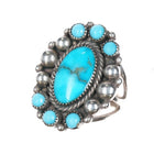 sz6.75 Thomas Curtis Navajo turquoise cluster border sterling silver ring - Estate Fresh Austin