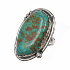sz9.5 1970's J Sterling silver Navajo webbed turquoise large ring - Estate Fresh Austin