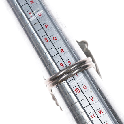 sz9.5 1970's J Sterling silver Navajo webbed turquoise large ring - Estate Fresh Austin