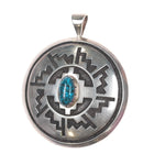 Bobby Tewa Hopi Overlay Lone Mountain turquoise pendant sterling silver - Estate Fresh Austin