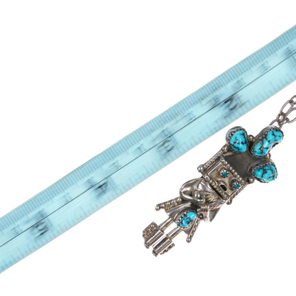 Doris Smallcanyon Navajo sterling Kachina pendant/pin w/Kingman turquoise - Estate Fresh Austin