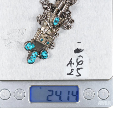 Doris Smallcanyon Navajo sterling Kachina pendant/pin w/Kingman turquoise - Estate Fresh Austin