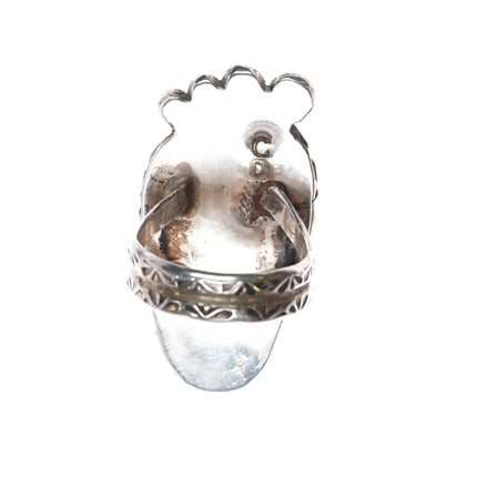 sz11.5 c1970's CD Navajo sterling silver foot shaped ring with large turquoise - Estate Fresh Austin