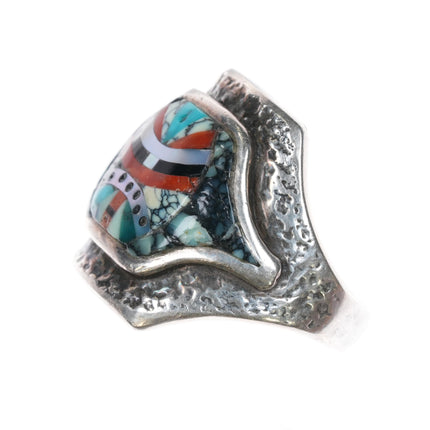 sz11.75 William Johnson Navajo/Roland Long micro-inlay sterling silver ring - Estate Fresh Austin