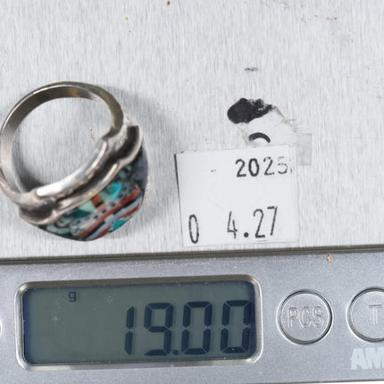 sz11.75 William Johnson Navajo/Roland Long micro-inlay sterling silver ring - Estate Fresh Austin