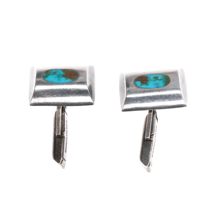 c1950's Modernist sterling high grade turquoise cufflinks - Estate Fresh Austin