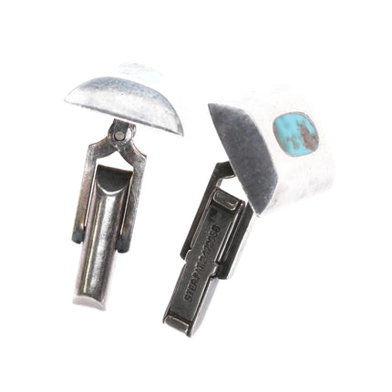 c1950's Modernist sterling high grade turquoise cufflinks - Estate Fresh Austin