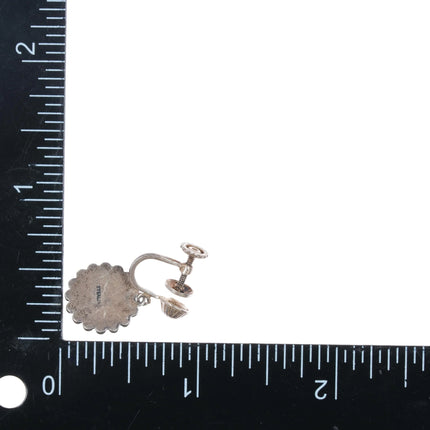 c1940's Fred Harvey Era Sterling silver screw back earrings with nice turquoise - Estate Fresh Austin