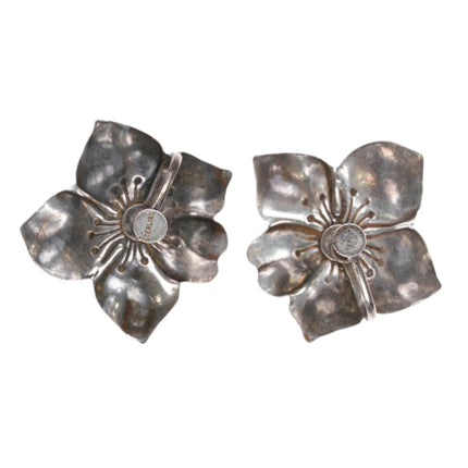 c1950's Sterling silver dogwood screw back earrings - Estate Fresh Austin