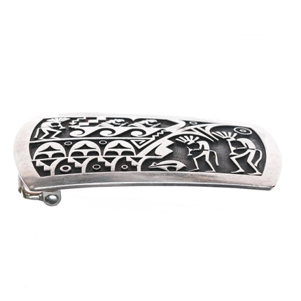 Chalmers Day Hopi Overlay belt buckle sterling silver kokopelli designs - Estate Fresh Austin