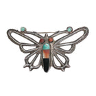 c1940 One of a kind Zuni Tufa cast sterling silver inlaid butterfly pin - Estate Fresh Austin