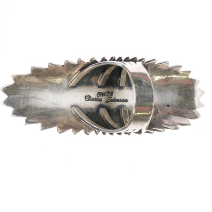 sz8 Huge Charles Johnson Navajo sterling silver turquoise ring - Estate Fresh Austin