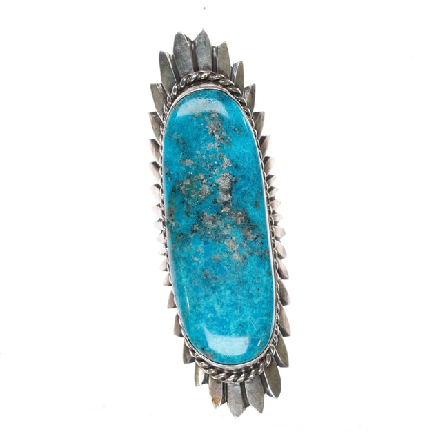 sz8 Huge Charles Johnson Navajo sterling silver turquoise ring - Estate Fresh Austin