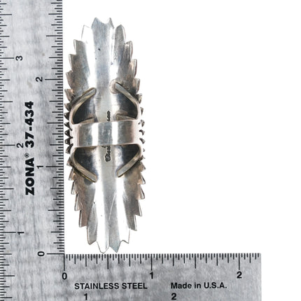 sz8 Huge Charles Johnson Navajo sterling silver turquoise ring - Estate Fresh Austin