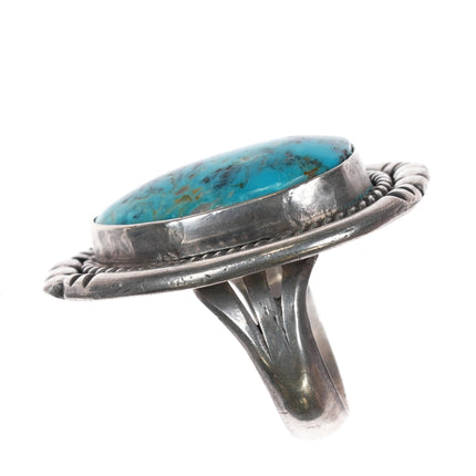 sz8 Large RVT Navajo sterling silver ring with nice turquoise - Estate Fresh Austin