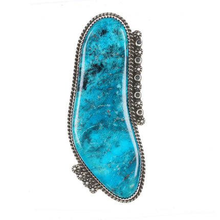 sz10.75 Billy Slim Navajo huge turquoise sterling silver ring - Estate Fresh Austin