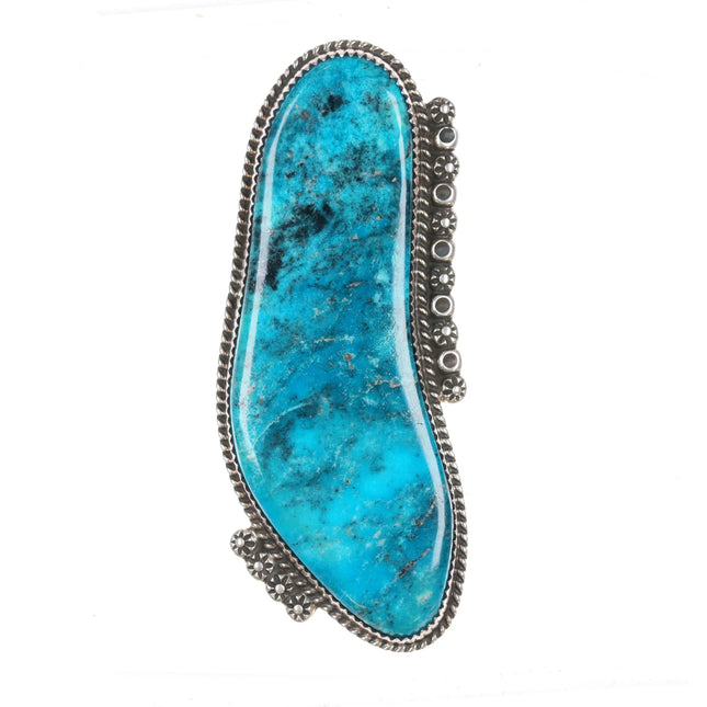 sz10.75 Billy Slim Navajo huge turquoise sterling silver ring - Estate Fresh Austin