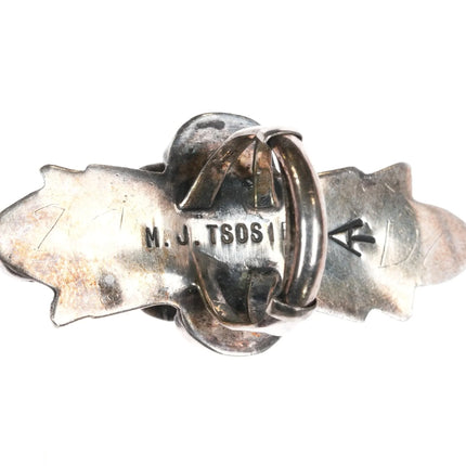 sz7 Tsosie Atkinsons Trading Navajo sterling silver Bisbee turquoise, coral ring - Estate Fresh Austin