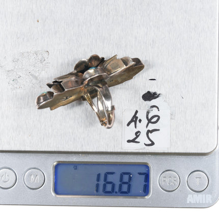 sz7 Tsosie Atkinsons Trading Navajo sterling silver Bisbee turquoise, coral ring - Estate Fresh Austin