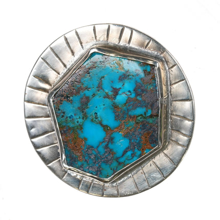 Sz10 ring Southwestern Sterling silver Scarf slide with nice turquoise - Estate Fresh Austin