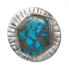 Sz10 ring Southwestern Sterling silver Scarf slide with nice turquoise - Estate Fresh Austin