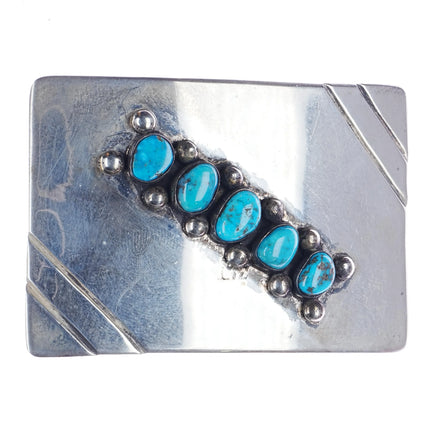 Vintage ZIJ Southwestern sterling turquoise row belt buckle - Estate Fresh Austin
