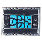 Vintage Southwestern Sterling silver Kingman Turquoise inlay belt buckle - Estate Fresh Austin
