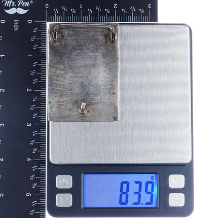 Vintage Southwestern Sterling silver Kingman Turquoise inlay belt buckle - Estate Fresh Austin