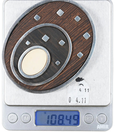 Jose Maria Puig Doria Modernist sterling silver Belt buckle/pendant combo wood - Estate Fresh Austin