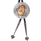 c1980 Hammered sterling silver carved fossil bolo tie - Estate Fresh Austin