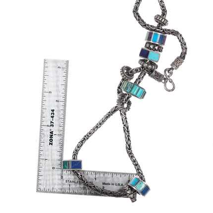 90's Santa Fe Sterling silver, Sugilite, turquoise, lapis inlay beaded necklace - Estate Fresh Austin