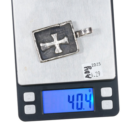 90's Santa Fe cast sterling silver cross pendant for necklace - Estate Fresh Austin