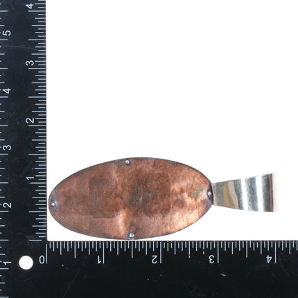 90's Richard Lindsay Santa Fe sterling/hand hammered copper cross pendant - Estate Fresh Austin