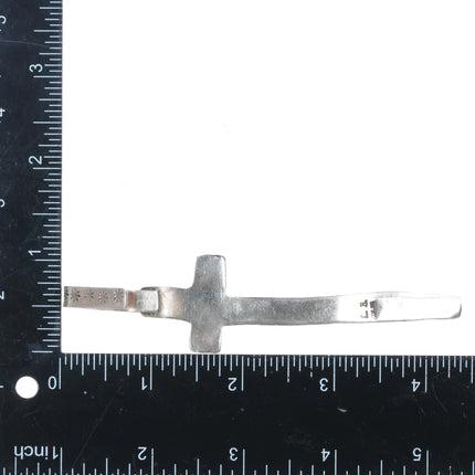 90's LB Southwestern hand stamped sterling silver cross pendant - Estate Fresh Austin