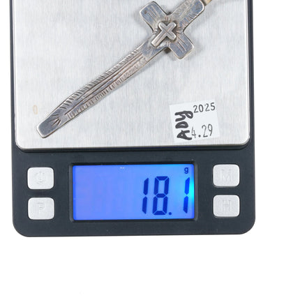 90's LB Southwestern hand stamped sterling silver cross pendant - Estate Fresh Austin