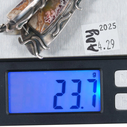 Victoria Maase Stoll Large Sterling Crazy Lace Agate one of a kind earrings - Estate Fresh Austin