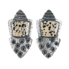 Victoria Maase Stoll Large Sterling Jasper onyx snake eye earrings - Estate Fresh Austin