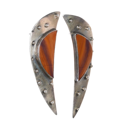 Victoria Maase Stoll Large Sterling Jasper long earrings - Estate Fresh Austin