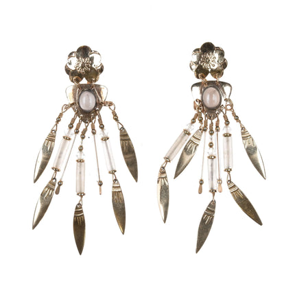 90's Tabra gilt sterling silver dangly glass beaded earrings - Estate Fresh Austin