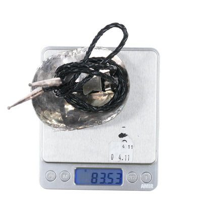 Large Jimmy Yazzie Navajo sterling coral, faux claw needlepoint bolo tie - Estate Fresh Austin